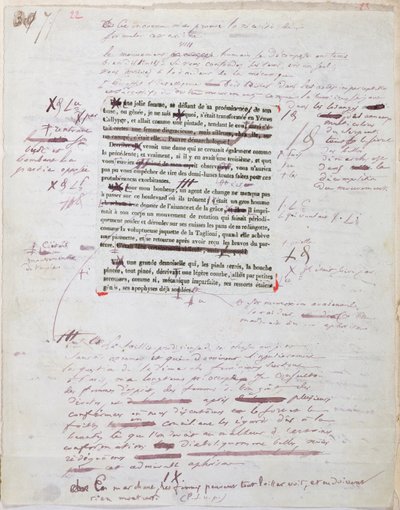 Proof of Printed Page with Annotations by the Author by Honore de Balzac